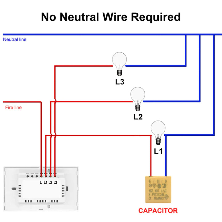 WIFI CONTROL SMART LIFE TUYA 4CH US LED NO NEUTRAL SMART SWITCH WITH RF433MHZ