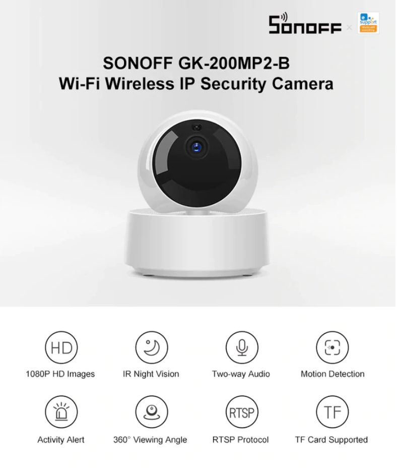SONOFF GK-200MP2-B Wi-Fi Wireless IP Security Camera
