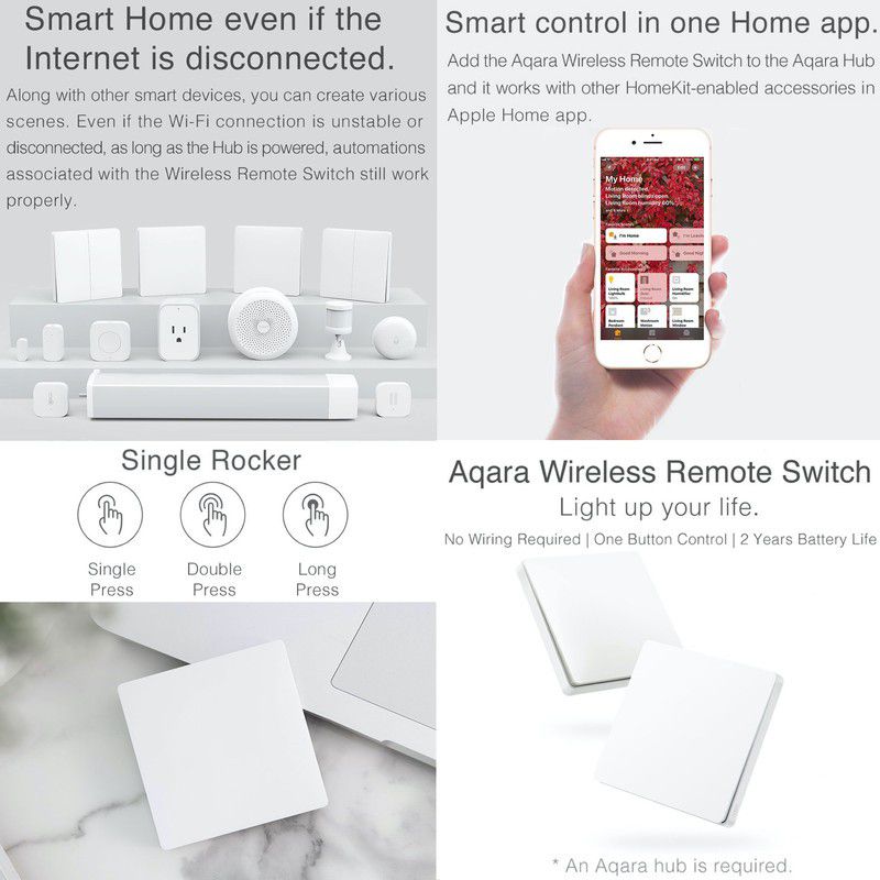 Aqara Wireless Remote Double Switch H1 - Smart Home, REQUIRES AQARA HUB