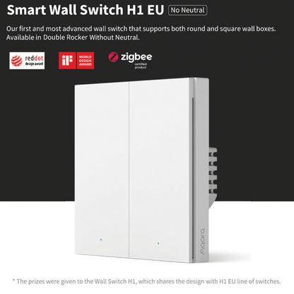 Aqara Smart Wall Switch H1 Double Switch (No Neutral) - REQUIRES AQARA HUB