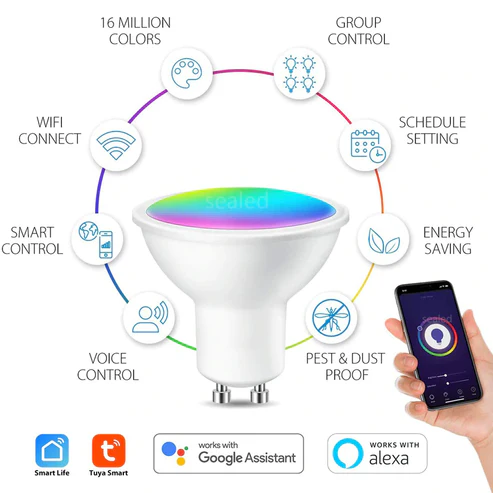 WiFi Smart GU10 RGB CCT 5W LED Downlight Bulb – Tuya Smart Life Compatible - Image 2